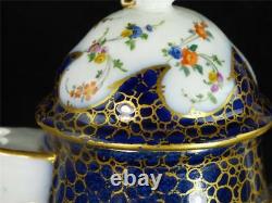 N847 Antique 18th Century Meissen Porcelain Coffee Pot Cobalt Blue & Gold