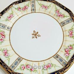 NIPPON HAND PAINTED PLATE COBALT BLUE With CABBAGE ROSE DESIGN BLUE MAPLE LEAF