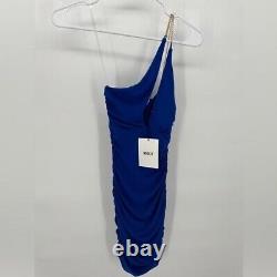 NOOKIE NWT Women's XS Tia Cobalt Blue Gold Chain Bodycon Mini Dress