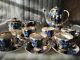 Nos Vintage Tea Coffee Set Lomonosov Golden Garden Cobalt Blue Gold 22k Ussr 70s
