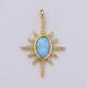 Natural Blue Opal Gemstone Star Pendant 10k Gold Necklace Jewelry For Someone