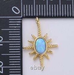 Natural Blue Opal Gemstone Star Pendant 10K Gold Necklace Jewelry For Someone