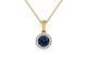 Natural Blue Sapphire & Diamond Pendant 14k Solid Gold Halo Pendant Gift For Her