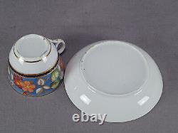 New Hall Pattern 1126 Hand Painted Floral Blue Cobalt & Gold Tea Cup & Saucer A