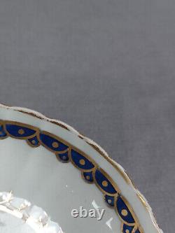 New Hall Pattern 155 Cobalt Gold Scallops Fluted Coffee Can & Saucer C. 1787-1793