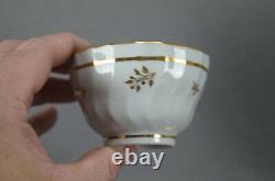 New Hall Pattern 243 Cobalt & Gold Leaf Trio Tea Bowl Coffee Can & Saucer 1795 B