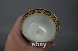 New Hall Pattern 243 Cobalt & Gold Leaf Trio Tea Bowl Coffee Can & Saucer 1795 C