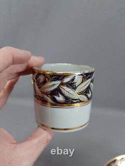 New Hall Pattern 540 Cobalt & Gold Floral Coffee Can & Saucer Circa 1800