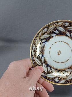 New Hall Pattern 540 Cobalt & Gold Floral Coffee Can & Saucer Circa 1800