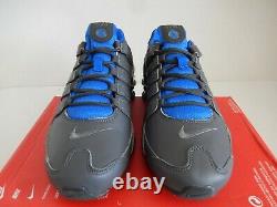 Nike Shox Nz Se Dark Grey-metallic Gold-hyper Cobalt Blue Sz 9.5 833579-004