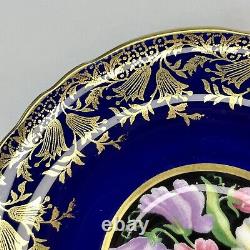 Numbered Paragon Hand Painted SWEET PEAS floral GOLD COBALT BLUE Teacup & Saucer
