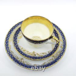 OLD PARIS PORCELAIN Dessert Service for 4 Cobalt & Gold Cups Saucers Plates 12pc
