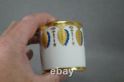 Old Paris Gold & Cobalt Leaves & Flowers Gold Interior Coffee Can & Saucer