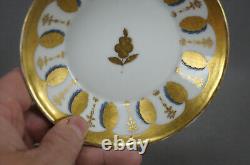 Old Paris Gold & Cobalt Leaves & Flowers Gold Interior Coffee Can & Saucer