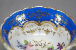 Old Paris Hand Painted Pink Rose Floral Cobalt & Gold Oversized Breakfast Cup