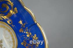 Old Paris Hand Painted Pink Rose Floral Cobalt & Gold Oversized Breakfast Cup