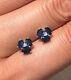 Oval Cut Simulated Sapphire Women's Stunning Stud Earrings 14k White Gold Plated