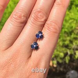 Oval Cut Simulated Sapphire Women's Stunning Stud Earrings 14k White Gold Plated