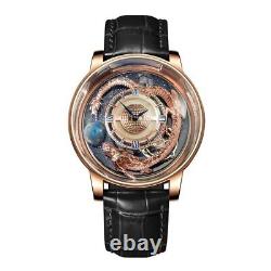 PINDU Men Quartz Watch 46mm Dragon Dial Luxury Wristwatch