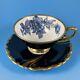Pmr Jaeger Bavaria Blue Roses Cobalt Porcelain Tea Cup And Saucer
