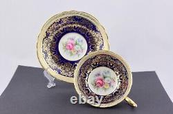 Paragon Bone China Cup & Saucer Made In England Cobalt Blue And Gold #1163- Mint
