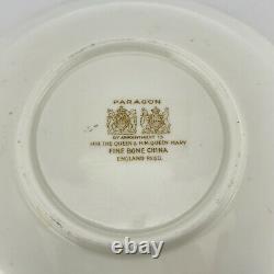 Paragon tea cup saucer set by appointment gold floral cobalt blue porcelain