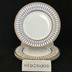 Perfect Set of 4 Wedgwood RENAISSANCE GOLD 10 3/4 Cobalt Blue Dinner Plates