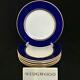 Perfect Set Of 8 Wedgwood Renaissance Gold 8 Cobalt Blue Salad Plates