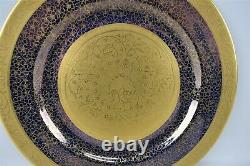 Pickard Decorated Rosenthal Cobalt Blue Gold Encrusted Service Plate Peacock