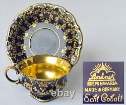 Porcelain Cup + Saucer Cobalt Blue Gold Lindner 1960-er Years P429
