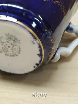 RARE 1890s Knowles Taylor Knowles KTK Lotus Ware Cobalt Blue/White/Gold Cup