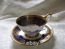 RARE AYNSLEY Cup Saucer Cobalt Blue Snowflake England Teacup Marked C852
