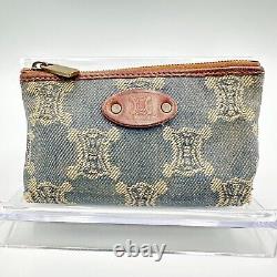 RARE! CELINE Paris Macadam Pouch Purse Denim Authentic