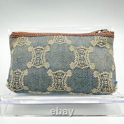 RARE! CELINE Paris Macadam Pouch Purse Denim Authentic