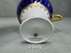 RARE Mikimoto Cobalt Blue and Gold Pedestal Cup and Saucer