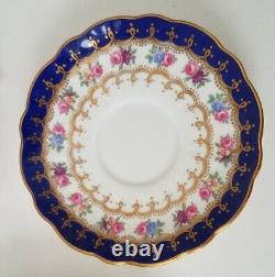 RARE Vintage Aynsley Cup, Saucer and Plate 2466 Cobalt Blue and Gold Filigree