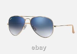 RAY BAN AViATOR Sunglasses, Light BLUE GRADIENT Lens, RB3025 58 Standard Size