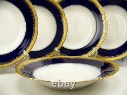 Rare 10 Schleiger Haviland H3376 Gold Encrusted Design On Cobalt Blue Soup Bowls