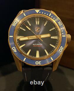 Rare 1 Of 250 Zelos Swordfish Cobalt Blue Bronze Automatic Divers Watch Box Set