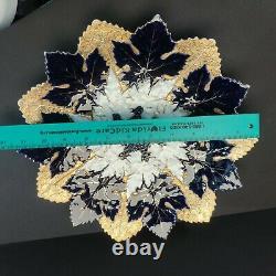 Rare Antique 19th C Meissen Cobalt Blue Gold White Maple Leaf Cabinet Plate