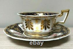 Rare Antique RIDGWAY Cup and Saucer Cobalt Blue Gold Floral c1825 Pattern 2/1043