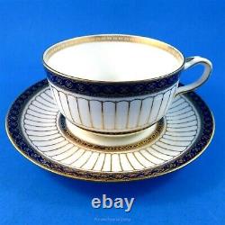 Rare Cobalt Blue and Striking Gold Design Wedgwood Tea Cup and Saucer Set