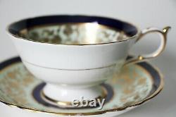 Rare Paragon Tea Cup Floating Rose Cobalt Gold Double Warrant