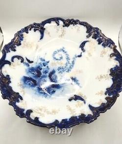 Rare RS Prussia art nouveau Cobalt blue white gold Bowl dish marked. 1900 05