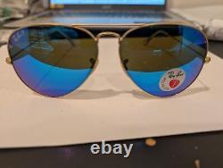 Ray Ban RB3025 112/4L 62MM LARGE Sunglasses Aviator Metal Polarized Blue Mirror