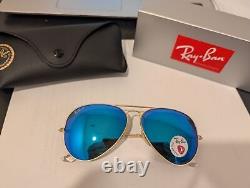 Ray Ban RB3025 112/4L 62MM LARGE Sunglasses Aviator Metal Polarized Blue Mirror