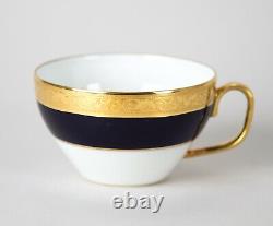 Raynaud Conde Cup & Saucer Cobalt Blue & Gold Handmade Limoges Porcelain France