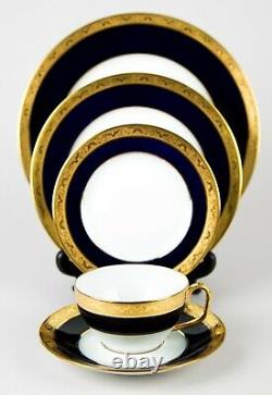 Raynaud Limoges CONDE 72-Piece Porcelain Dinnerware Set Cobalt Blue & Gold