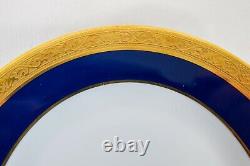 Raynaud Limoges Conde Bread Plate Gold Encrusted Cobalt Blue 6 1/2 Dia