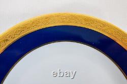 Raynaud Limoges Conde Bread Plate Gold Encrusted Cobalt Blue 6 1/2 Dia